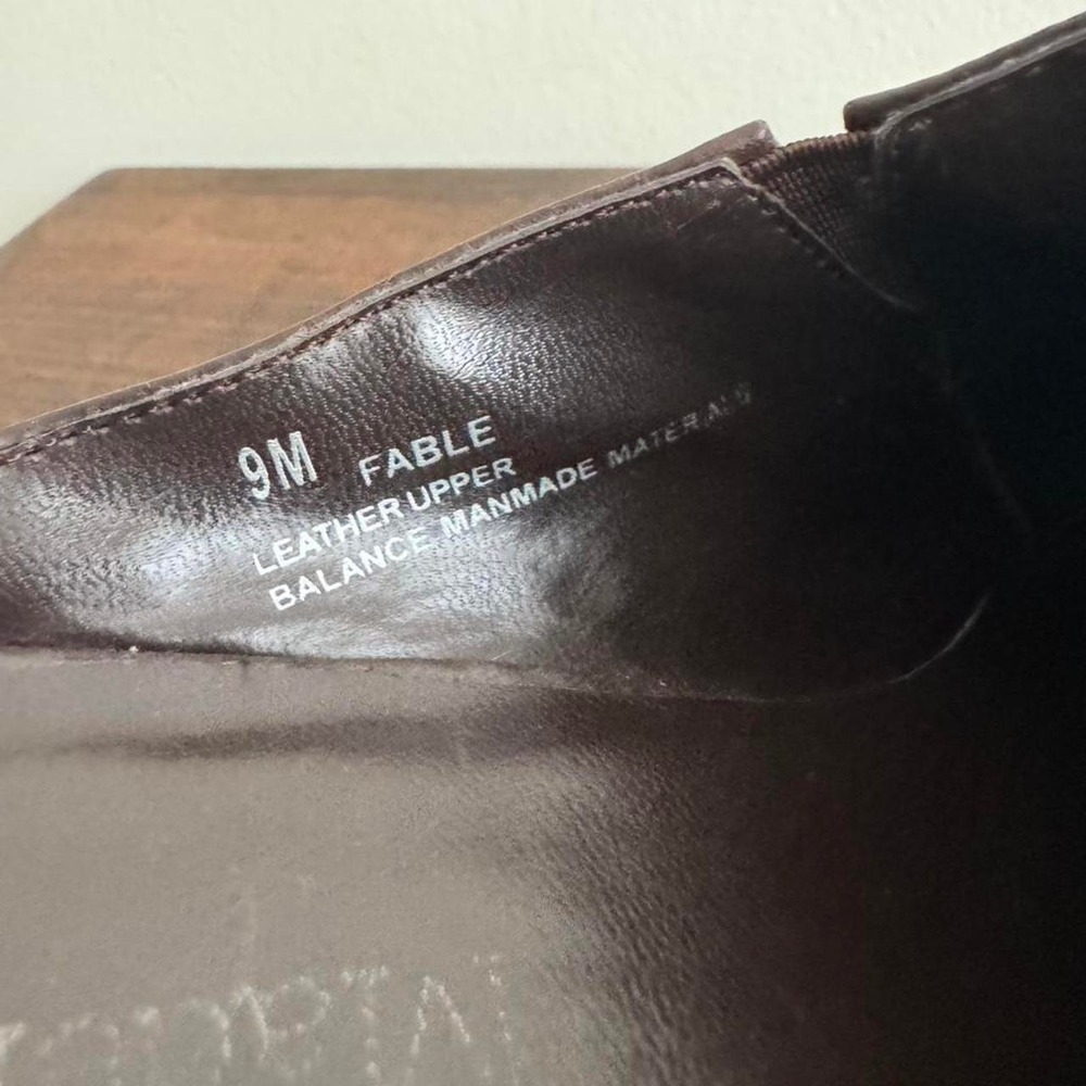 Vintage 90s brown leather mule size 9 square toe slide slip on minimal block - Picture 4 of 7